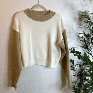 cream colorblock sweater